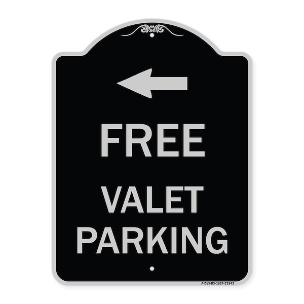 Signmission Free Valet Parking with Left Arrow Heavy-Gauge Aluminum Architectural Sign, 24" x 18", BS-1824-23943 A-DES-BS-1824-23943 - main